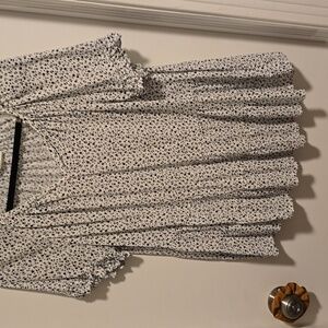 Baby doll top white/black flowers